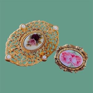 Vintage Floral Rose Brooches